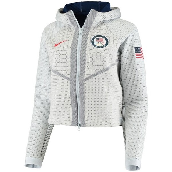 Nike Tops - Nike United States Olympic Team Full Zip Hooded Jacket Women's M Gray Perforated